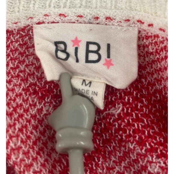 BiBi Red Star Pattern Knit Sweater M Short Sleeve Acrylic/Polyester - Picture 3 of 5
